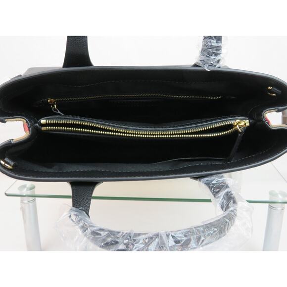 $1790 BURBERRY BANNER BLACK LEATHER HOUSE CHECK CANVAS SHOULDER MEDIUM TOTE BAG - Picture 7 of 16